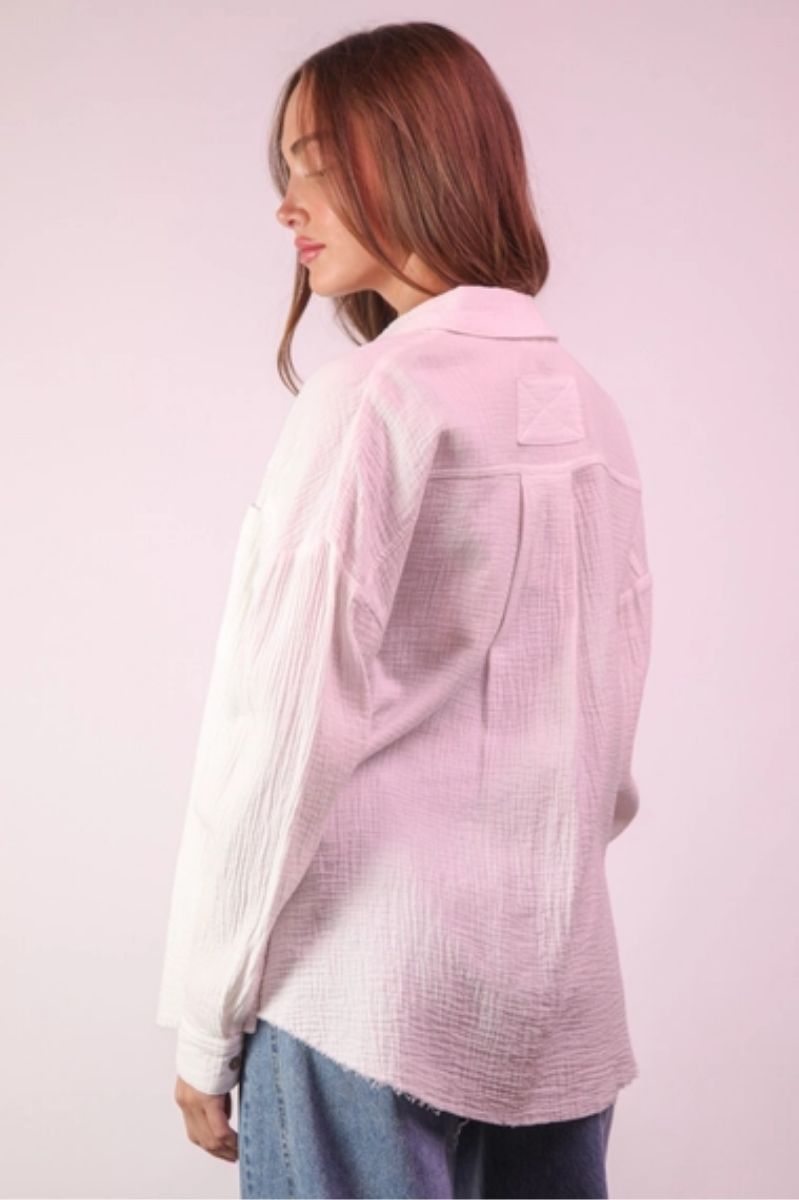 Mineral Washed Gauze Button Down Top
