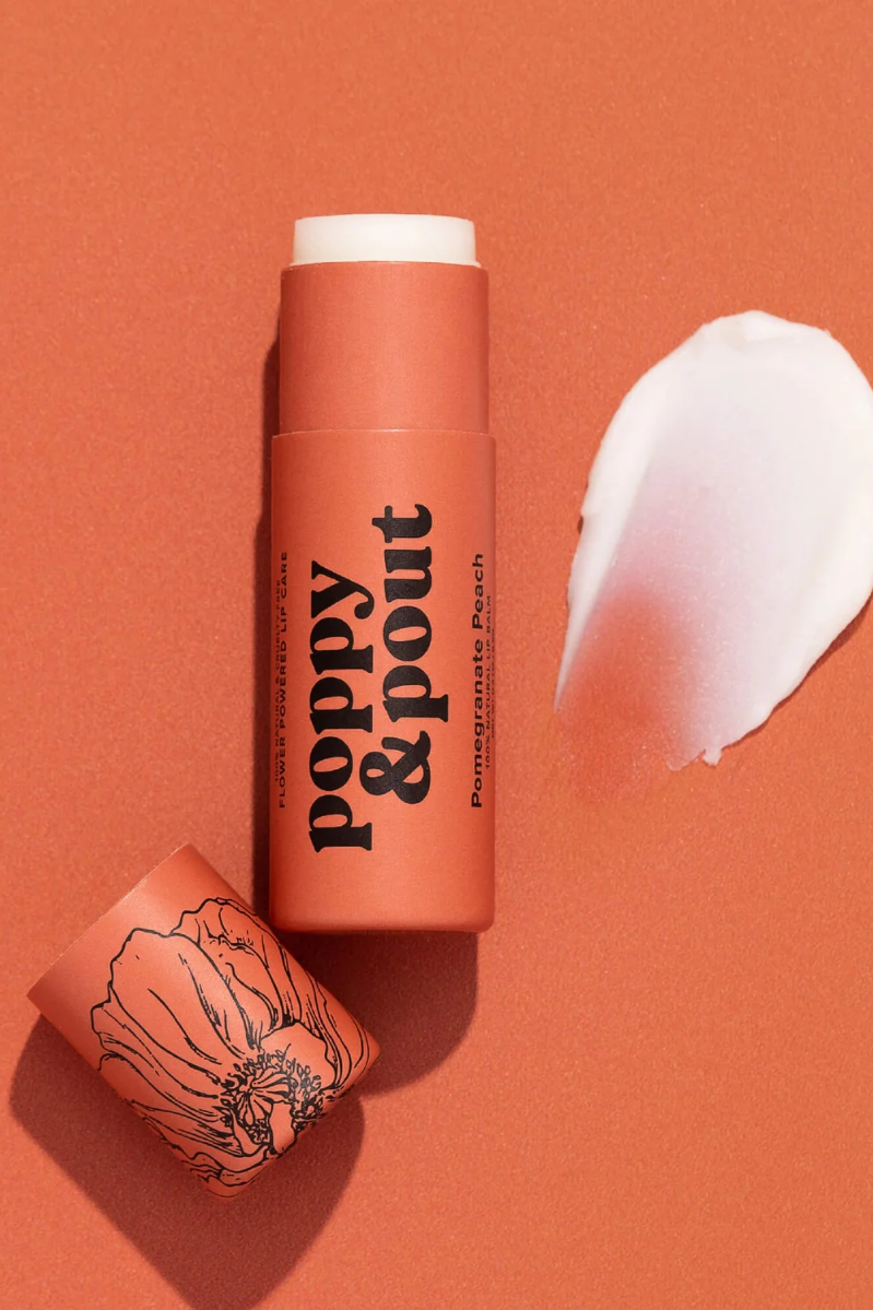 Poppy & Pout the Original Flower Power Lip Balm - POMEGRANATE PEACH
