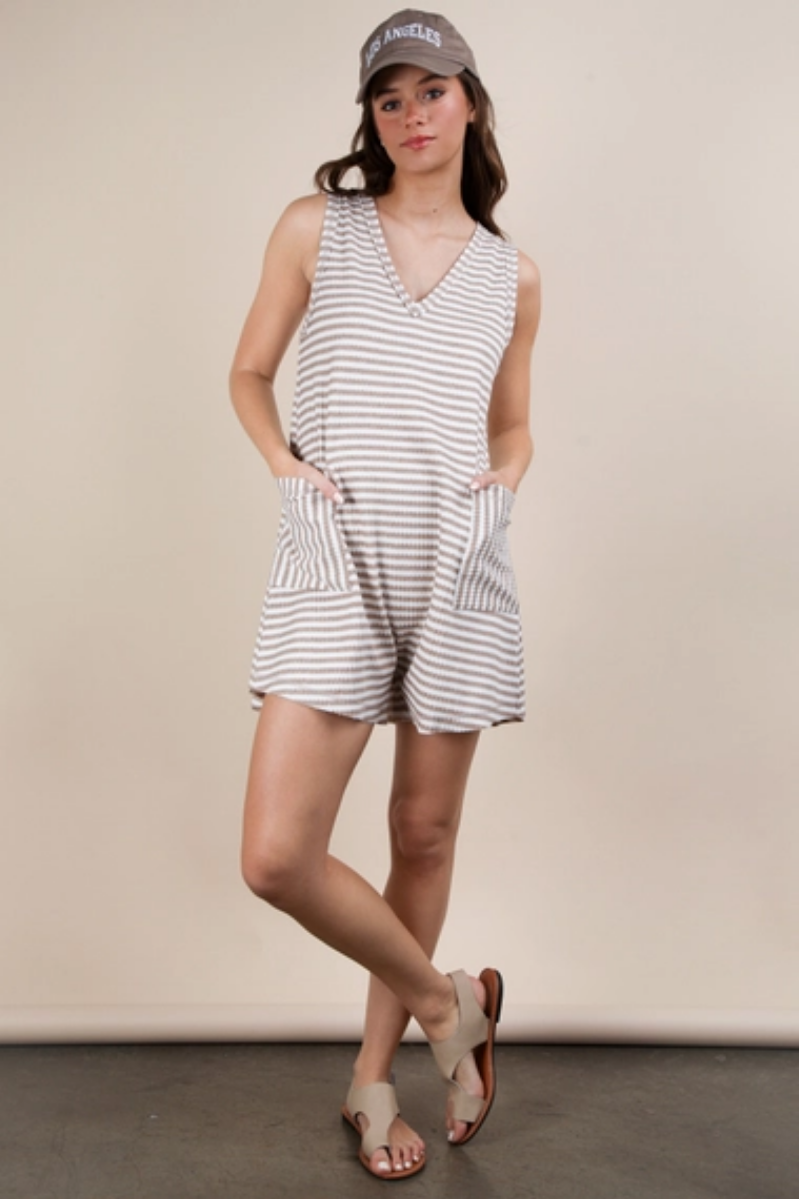 Striped Knit Casual Comfy Romper