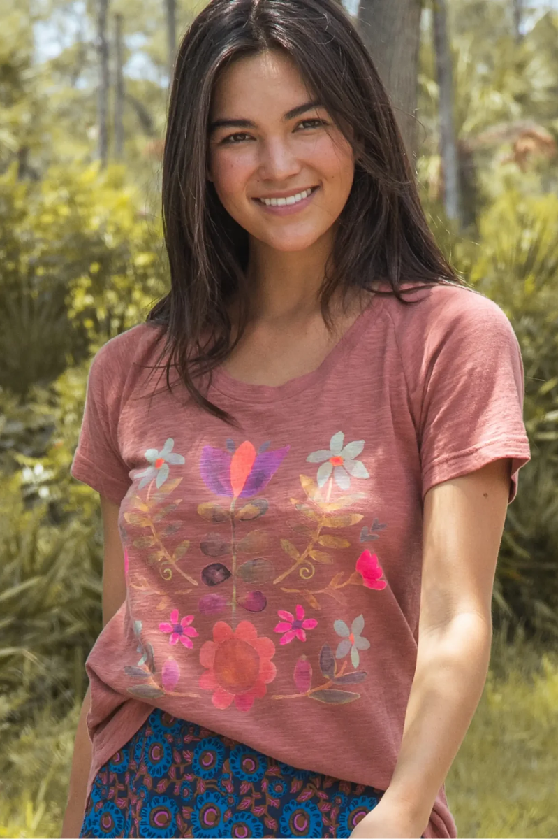 Rust Folk Flower Boho Tee | Natural Life
