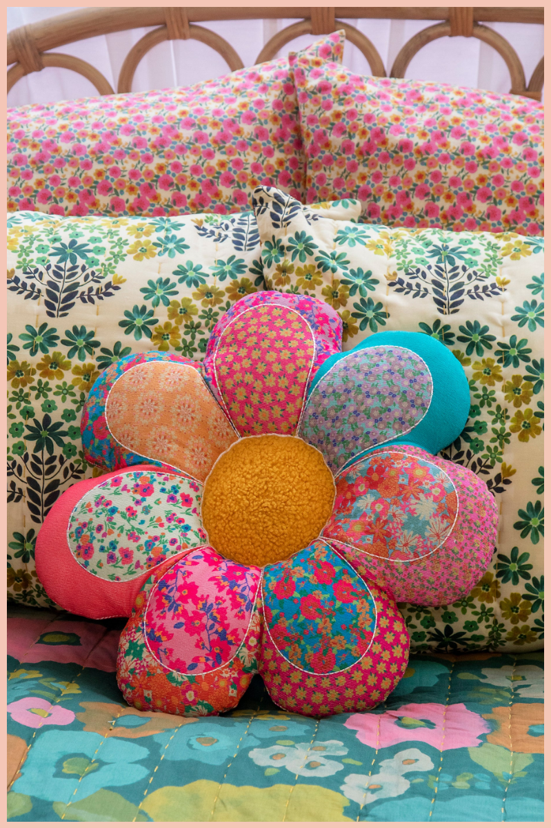 Whimsy Flower Patchwork Pillow | Natural Life