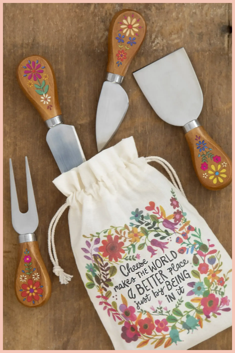Folk Floral Cheese Knives | Natural Life
