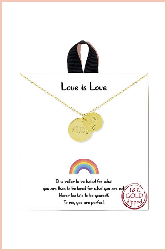 LOVE IS LOVE GOLD COIN NECKLACE