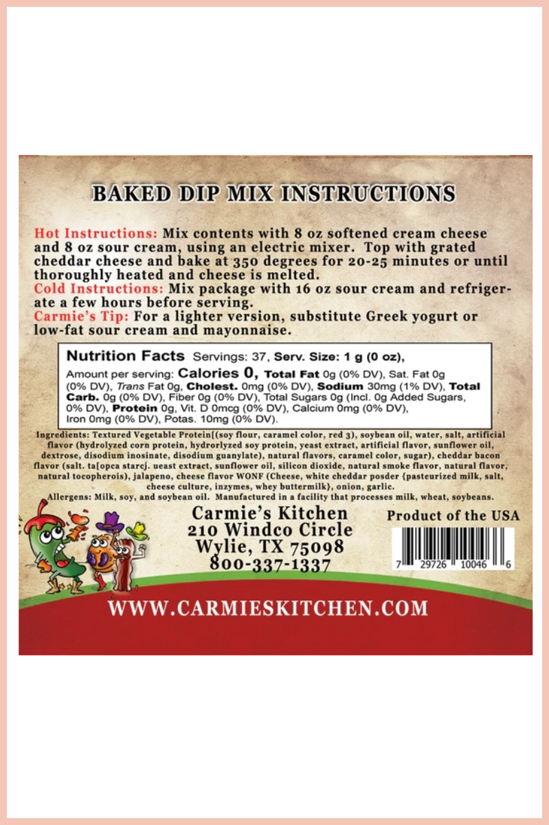 Baked Bacon Jalapeño Popper Dip Mix | Carmie’s Kitchen