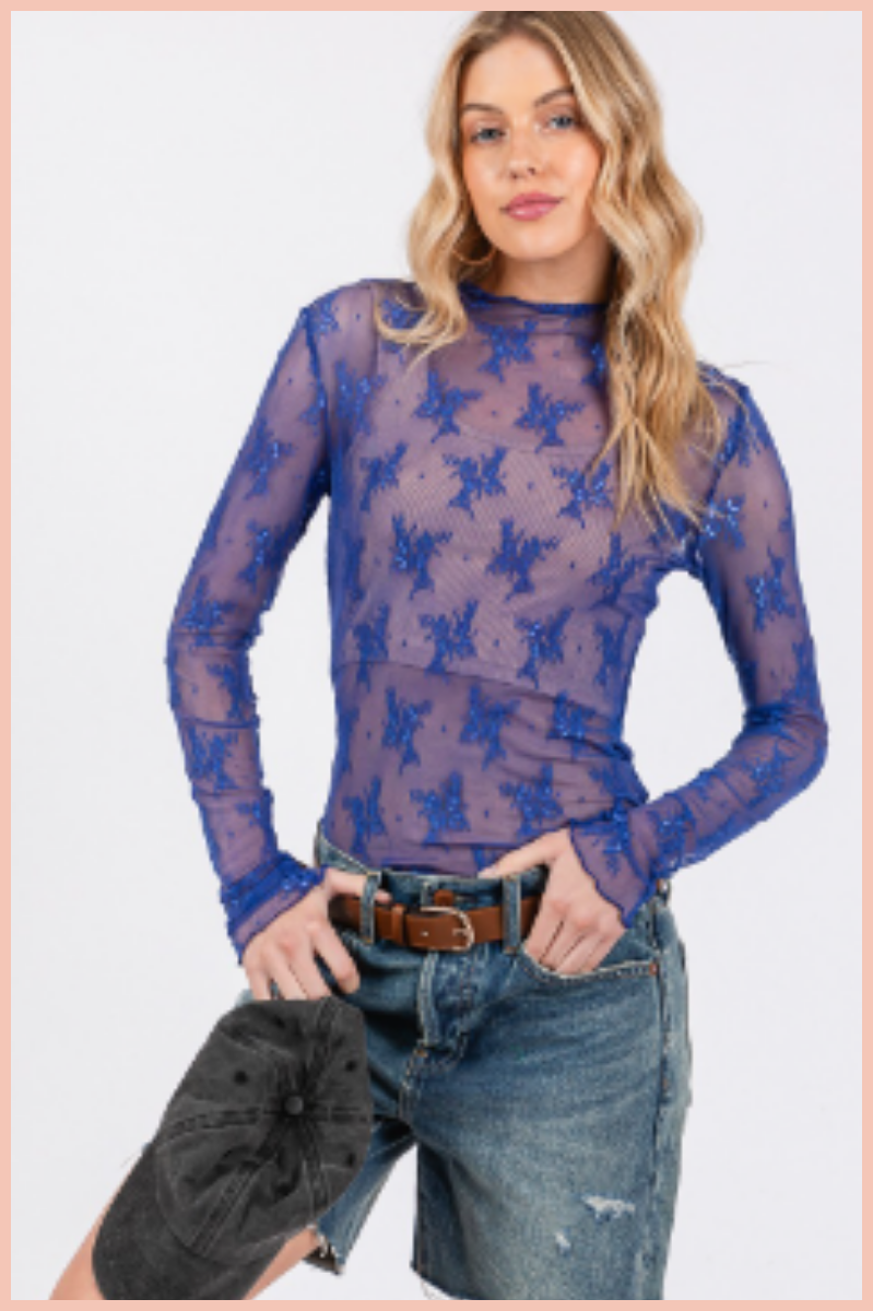 LONG SLEEVE FLORAL LACE TOP | MORE COLORS AVAILABLE!