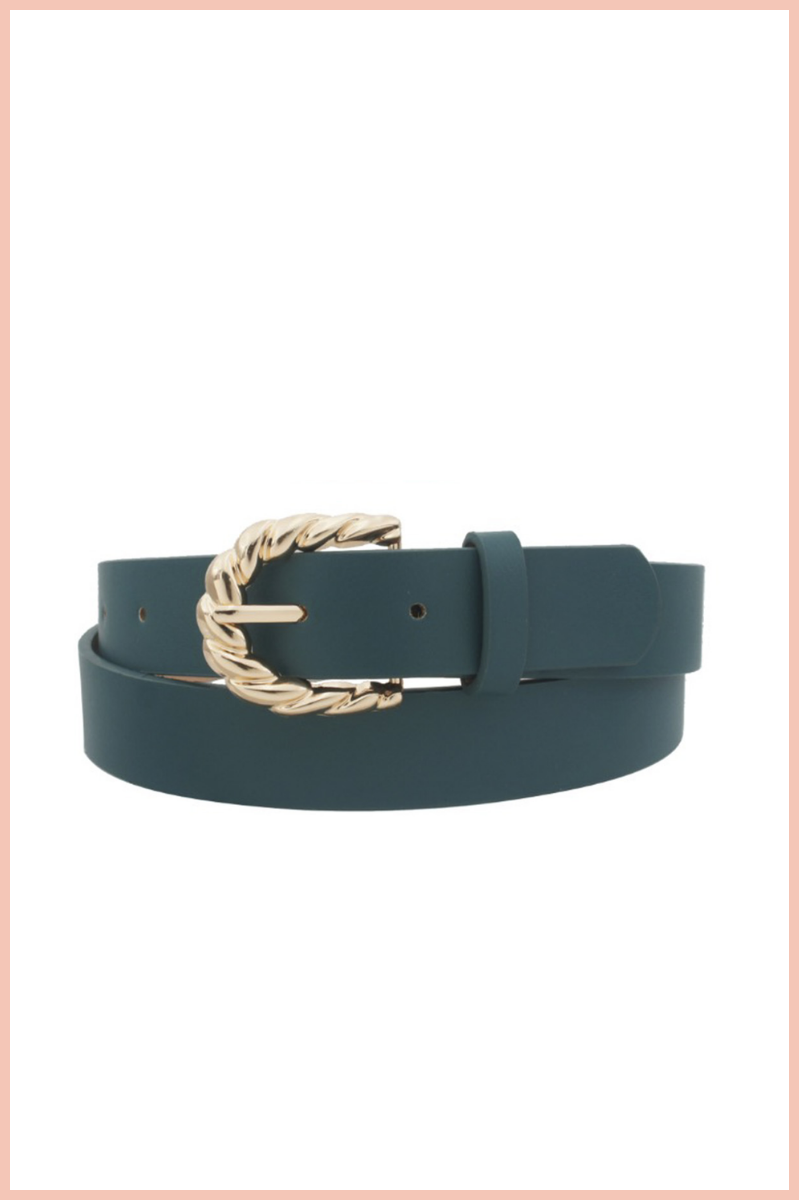 Leather Twisted Buckle Belt