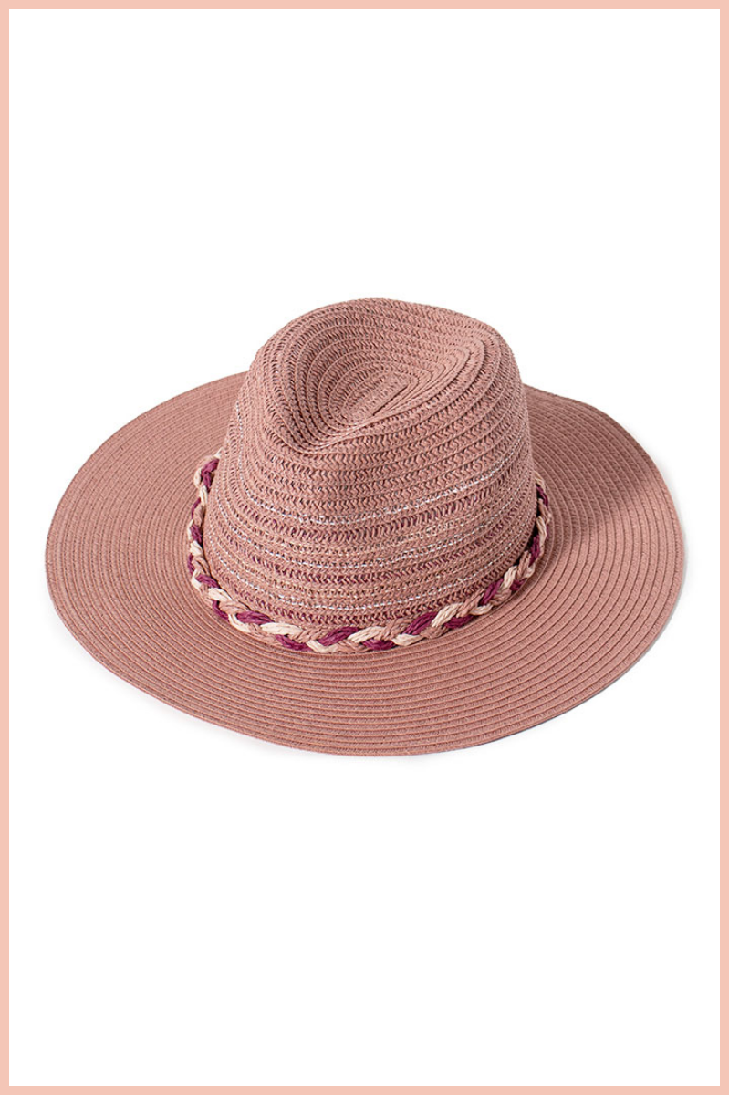 Straw Tricolor Braided Band Hat