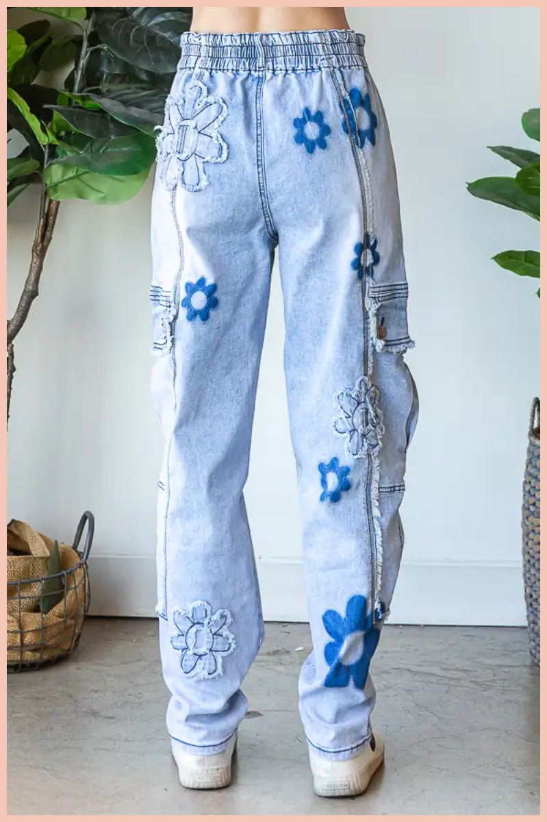Daisy Cargo Denim Pants