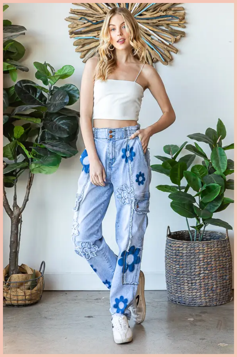 Daisy Cargo Denim Pants