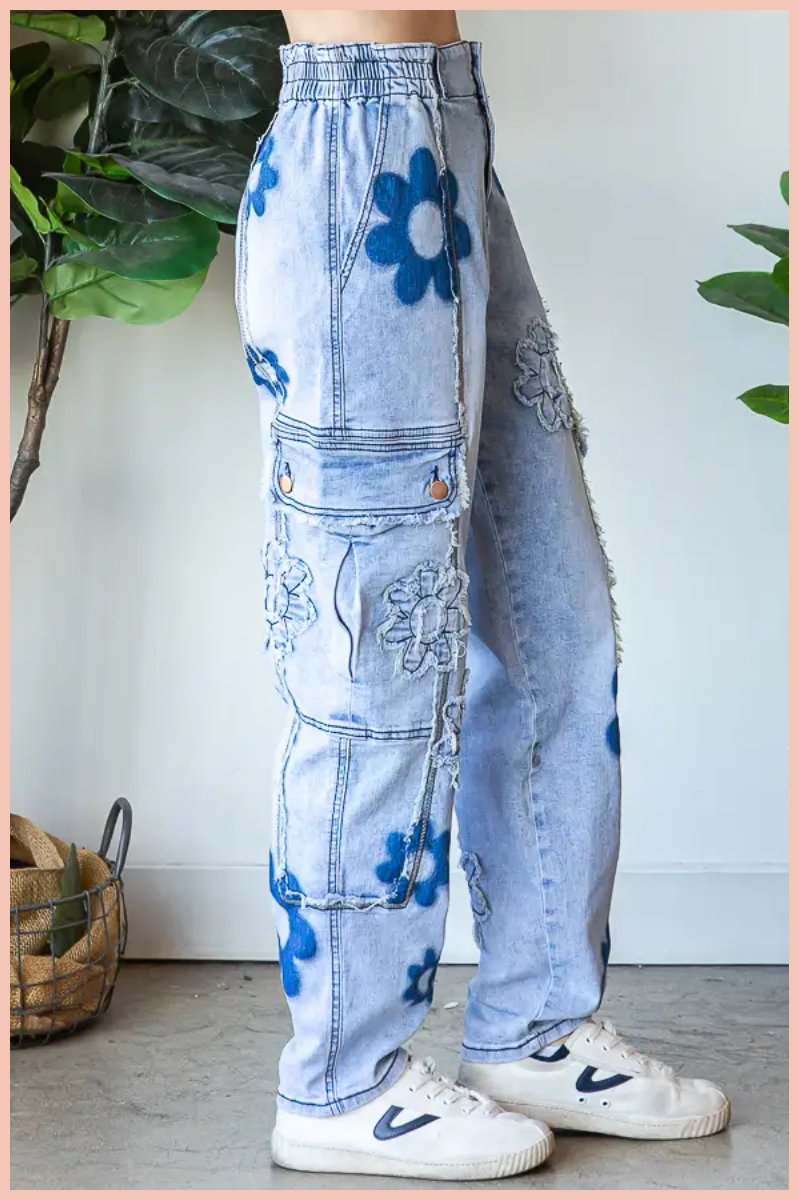 Daisy Cargo Denim Pants