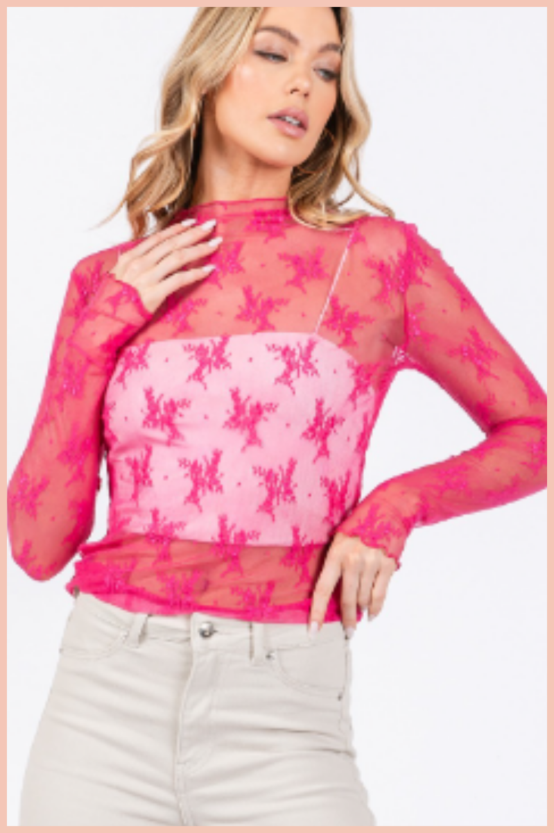 LONG SLEEVE FLORAL LACE TOP | MORE COLORS AVAILABLE!