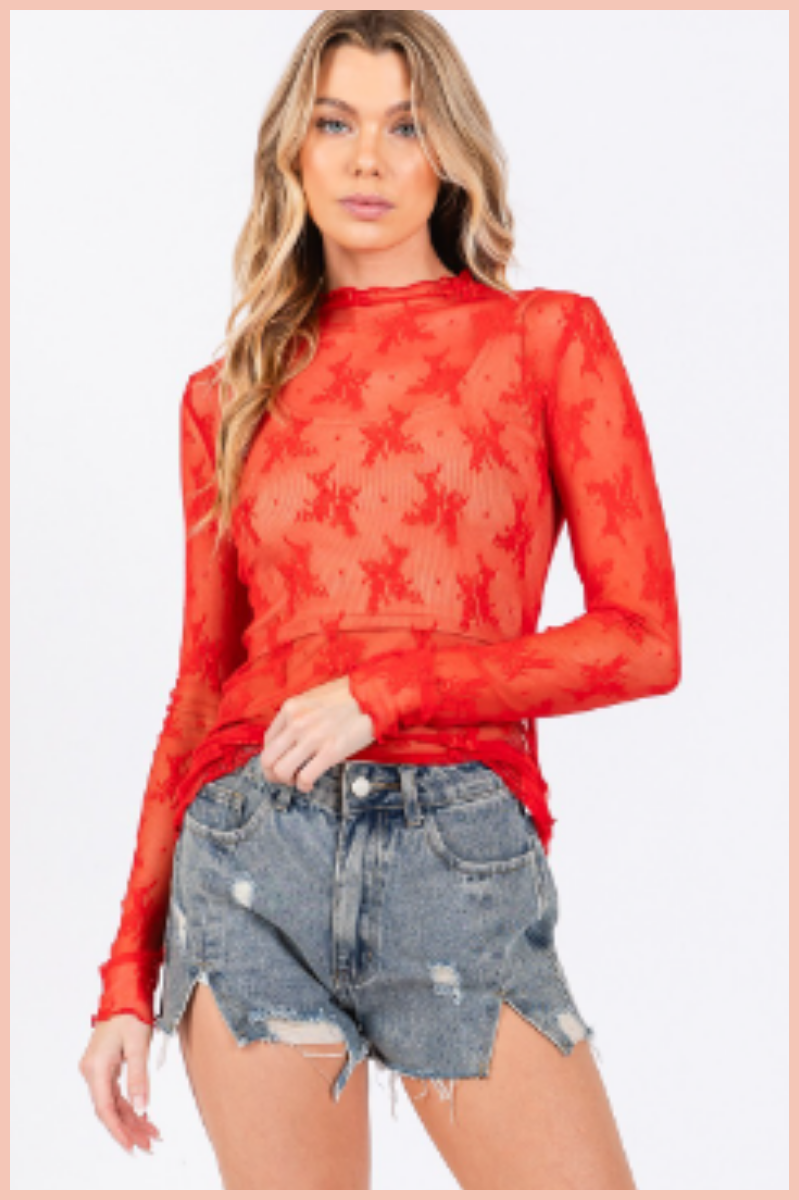 LONG SLEEVE FLORAL LACE TOP | MORE COLORS AVAILABLE!