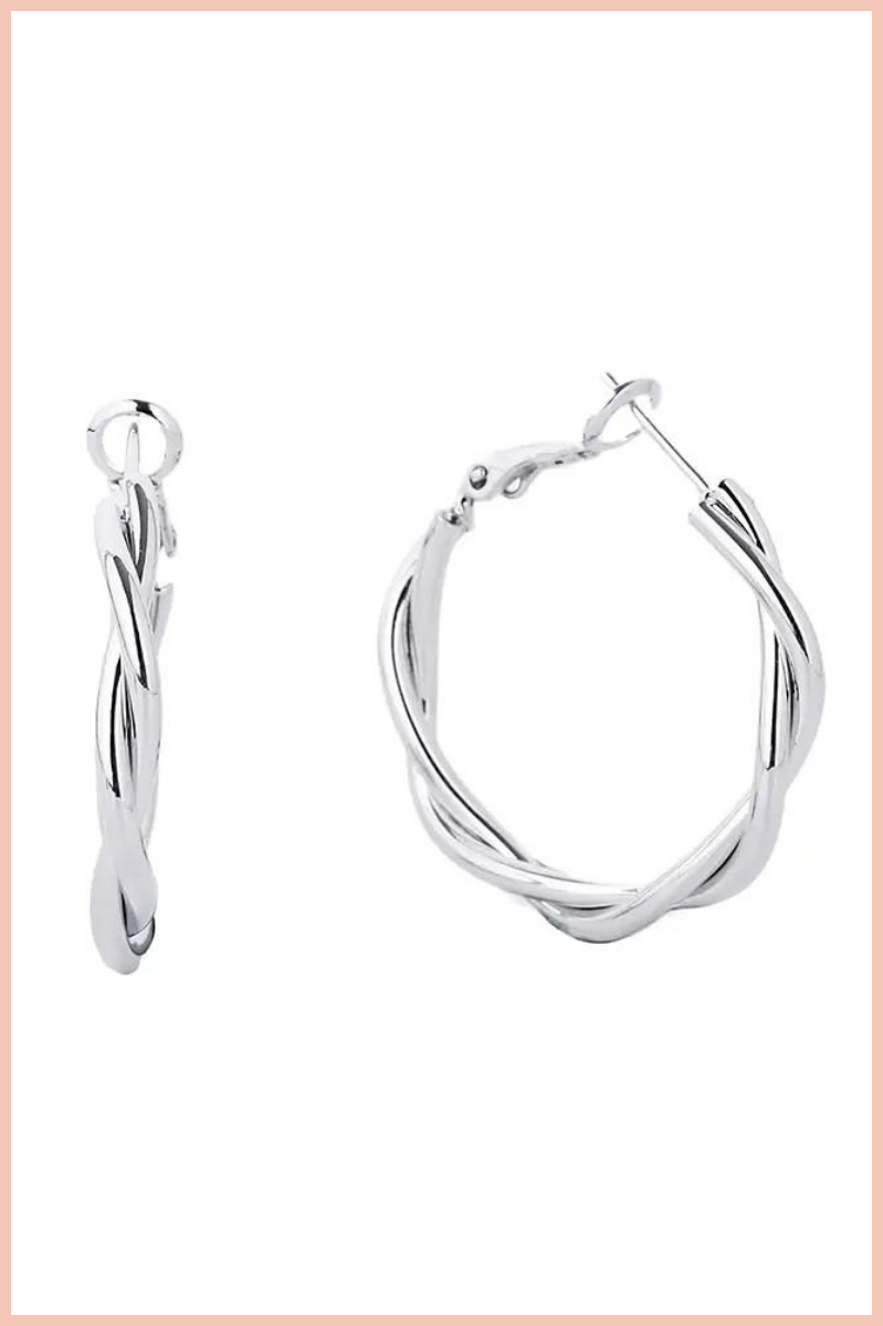 14K Metal Closure Hoop Earrings