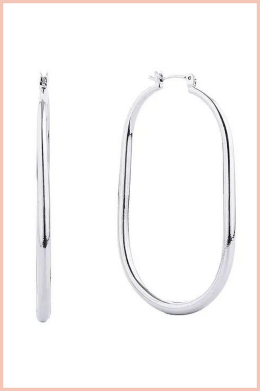 14K GOLD DIPPED PIN CATCH HOOP EARRINGS | WHITE GOLD