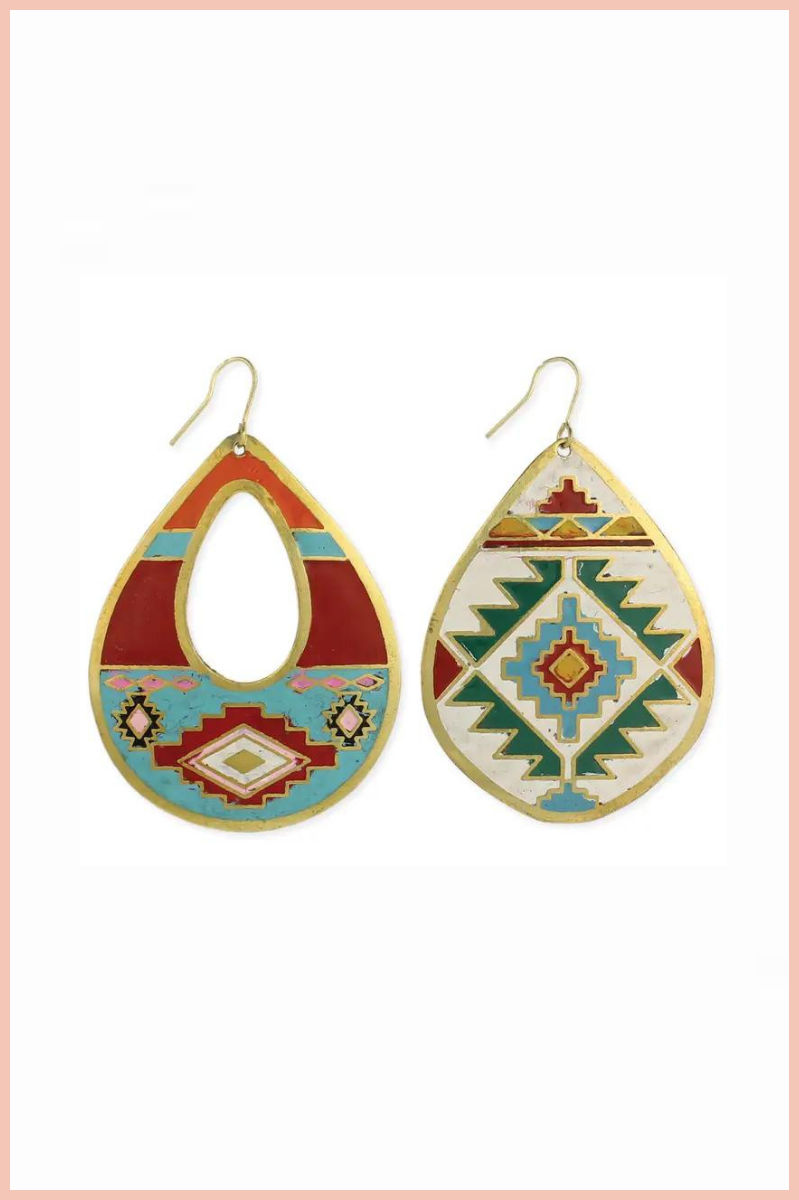 SOUTHWEST PRINT TEARDROP EARRINGS