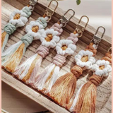 Daisy Macrame Keychain