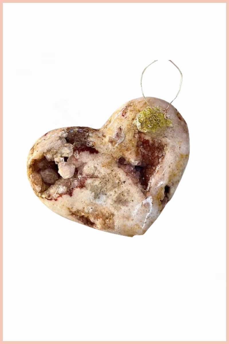 Pink Amethyst Heart + Air Plant Holder