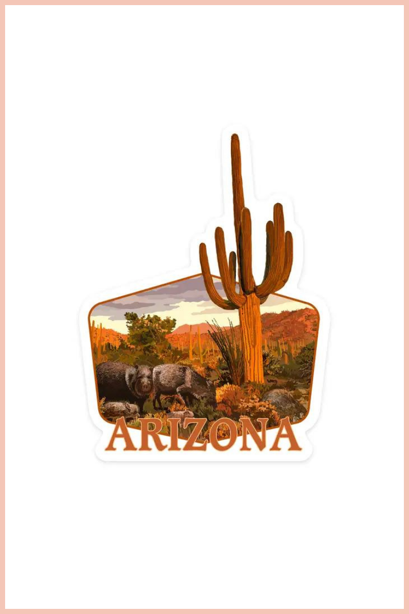 AZ Javalina + Cactus Sticker | 3.5" x 3.5"