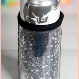 Black Glitter Slim Can Cooler