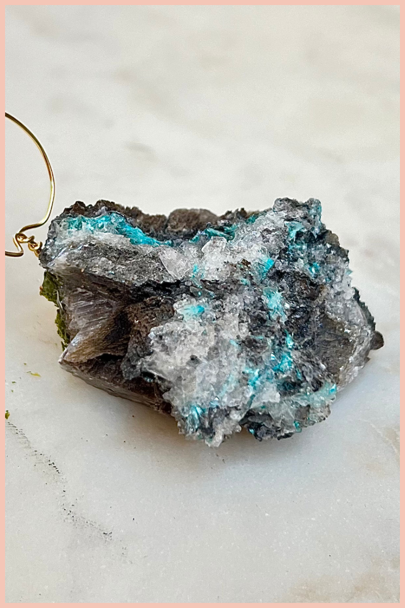 Calcite + Aurichalcite Stone With Air Plant Holder