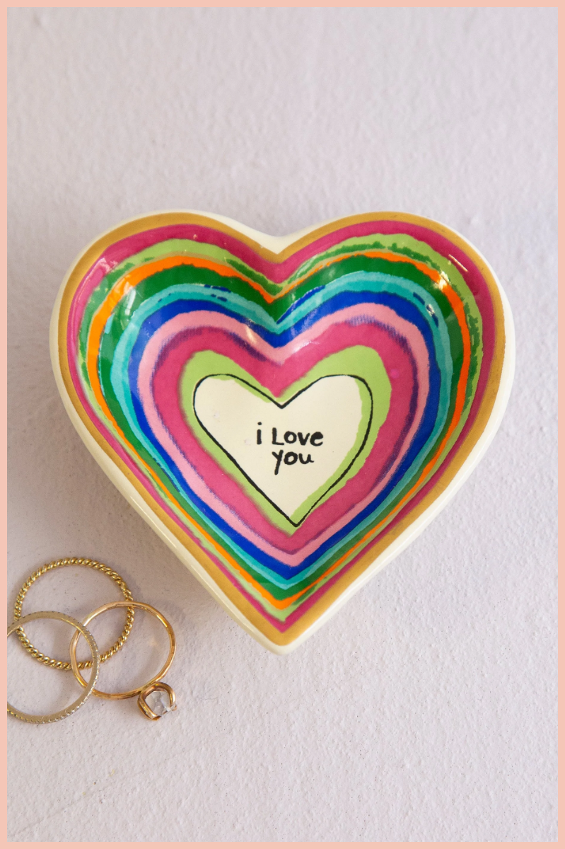 I Love You Ceramic Heart Trinket Dish | Natural Life