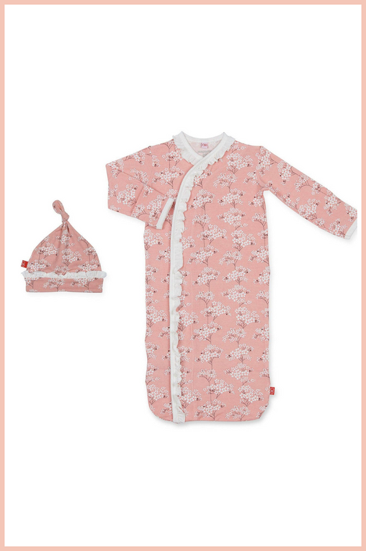 CHERRY BLOSSOM MODAL MAGNETIC GOWN + HAT SET | PINK