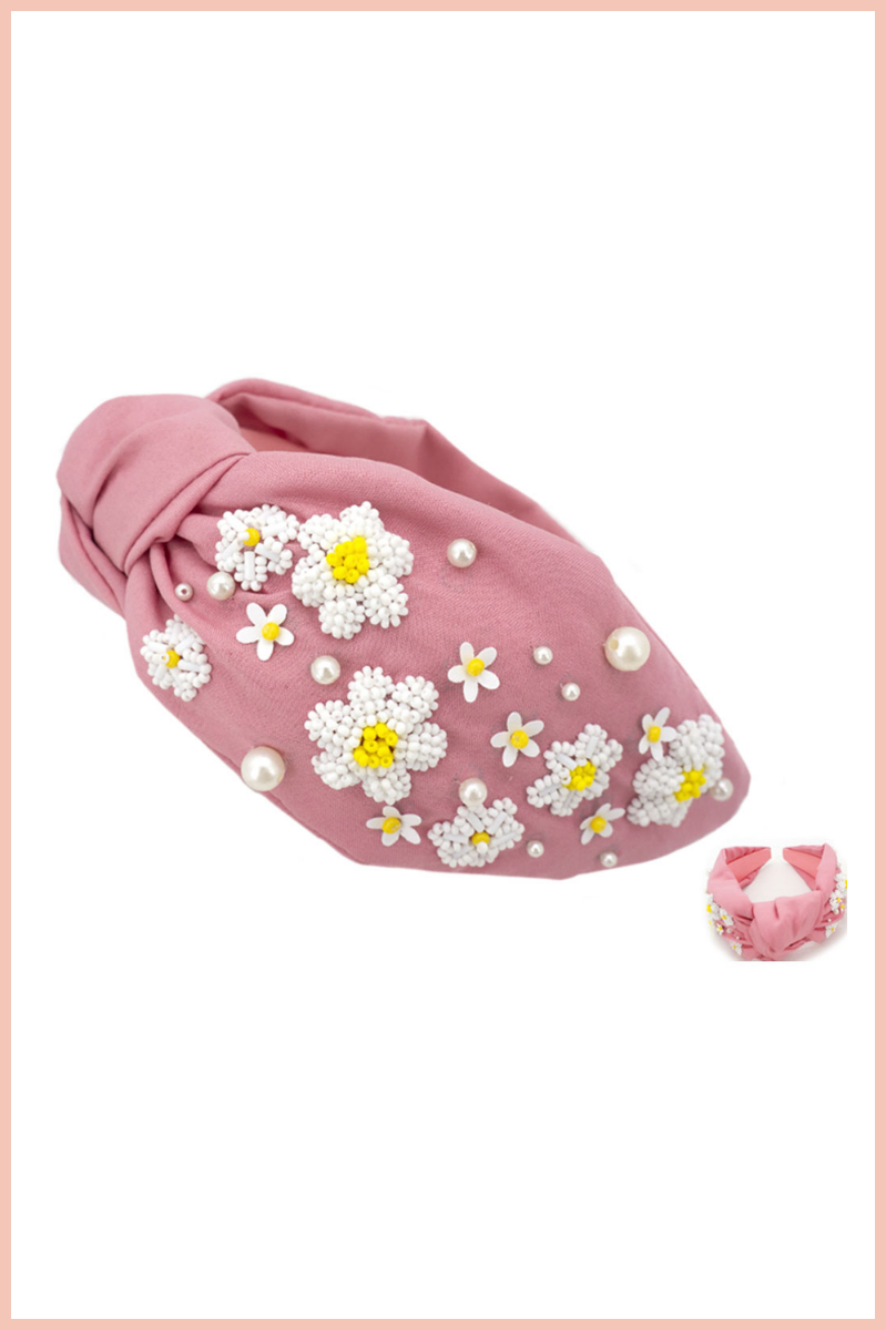 Seed Bead Daisy Flower Headband