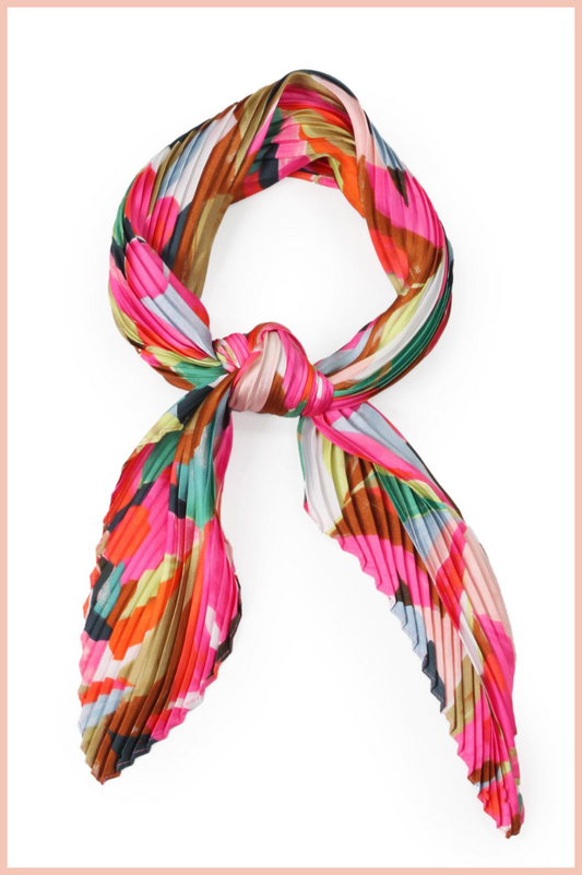 FLORAL SATIN PLEATED SQUARE SCARF | MORE COLORS AVAILABLE!