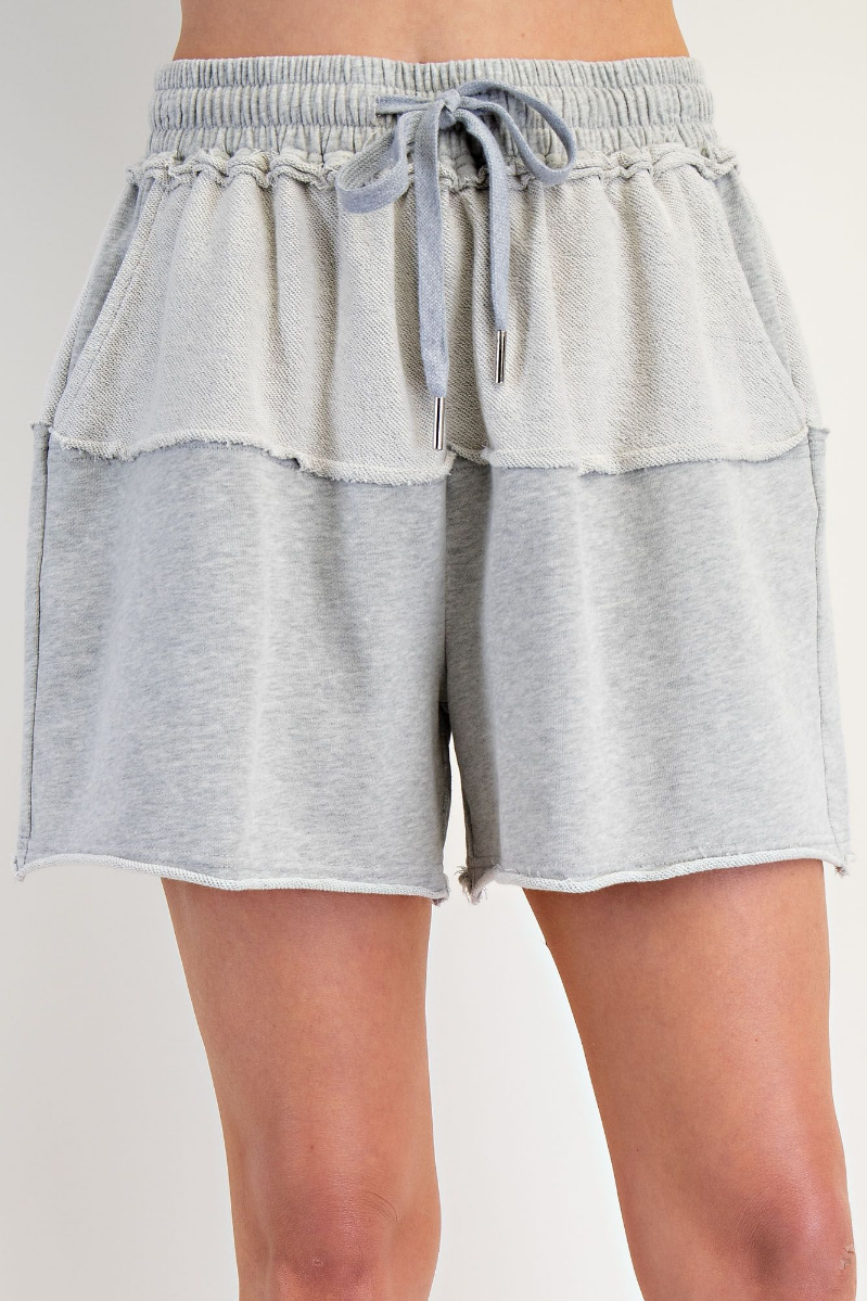 Mixed Mineral Washed Terry Knit Shorts | Heather Gray