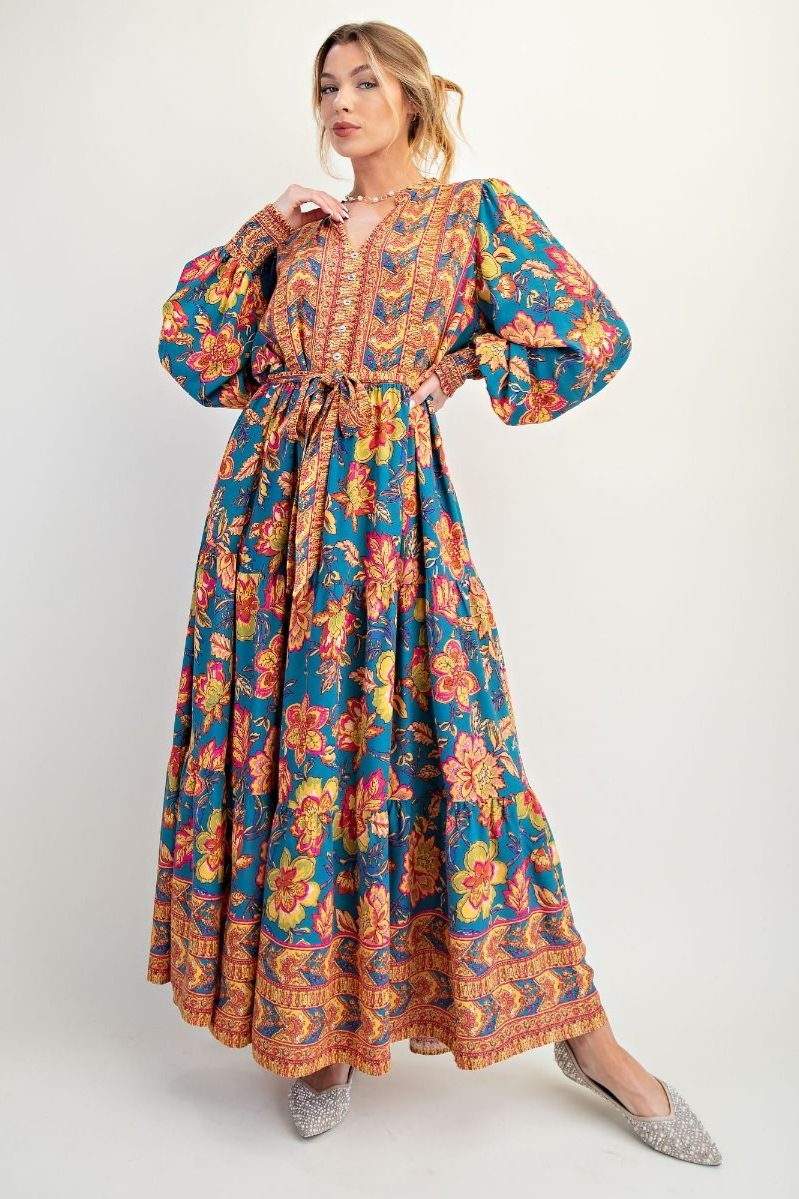 Challis Tie Waisted Maxi Dress