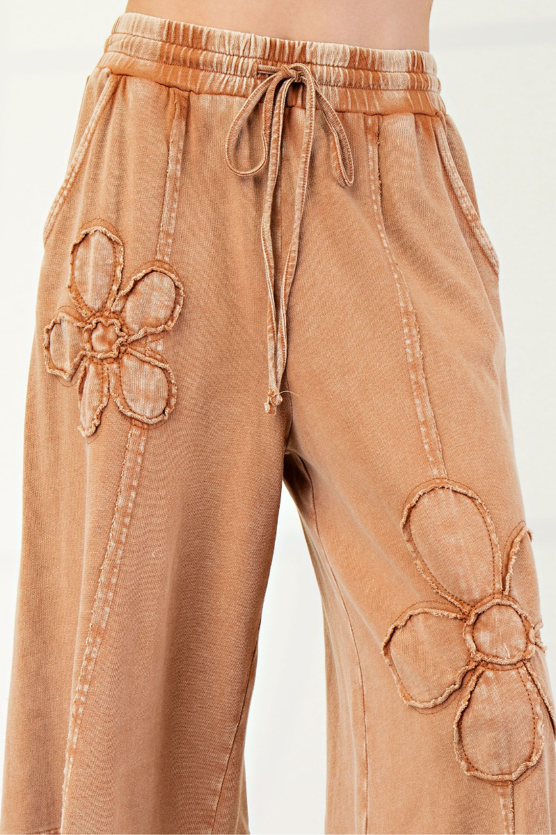Flower Patch Mineral Washed Terry Knit Pants
