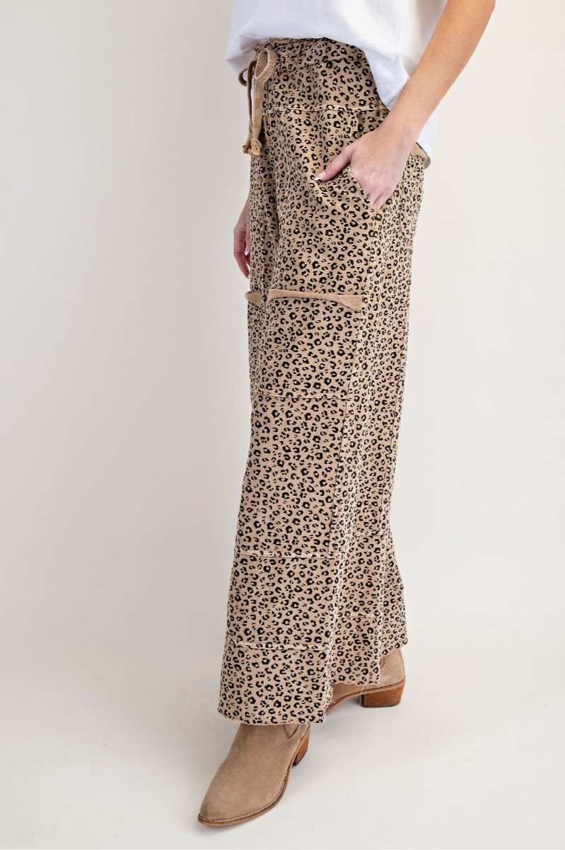 Animal Print Mineral Washed Lounge Pants
