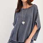 Mineral Washed Thermal Knit Top | Ash