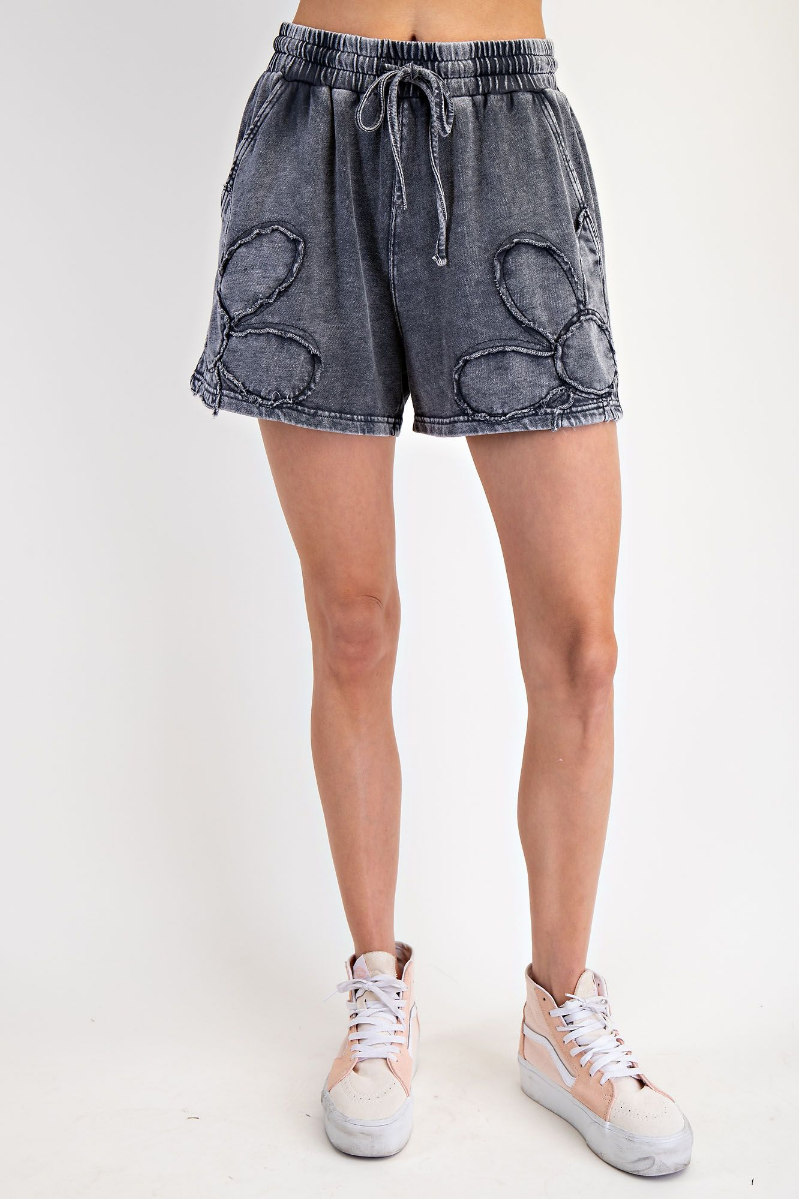 Flower Patch Mineral Washed Shorts | Ash