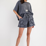 Flower Patch Mineral Washed Shorts | Ash