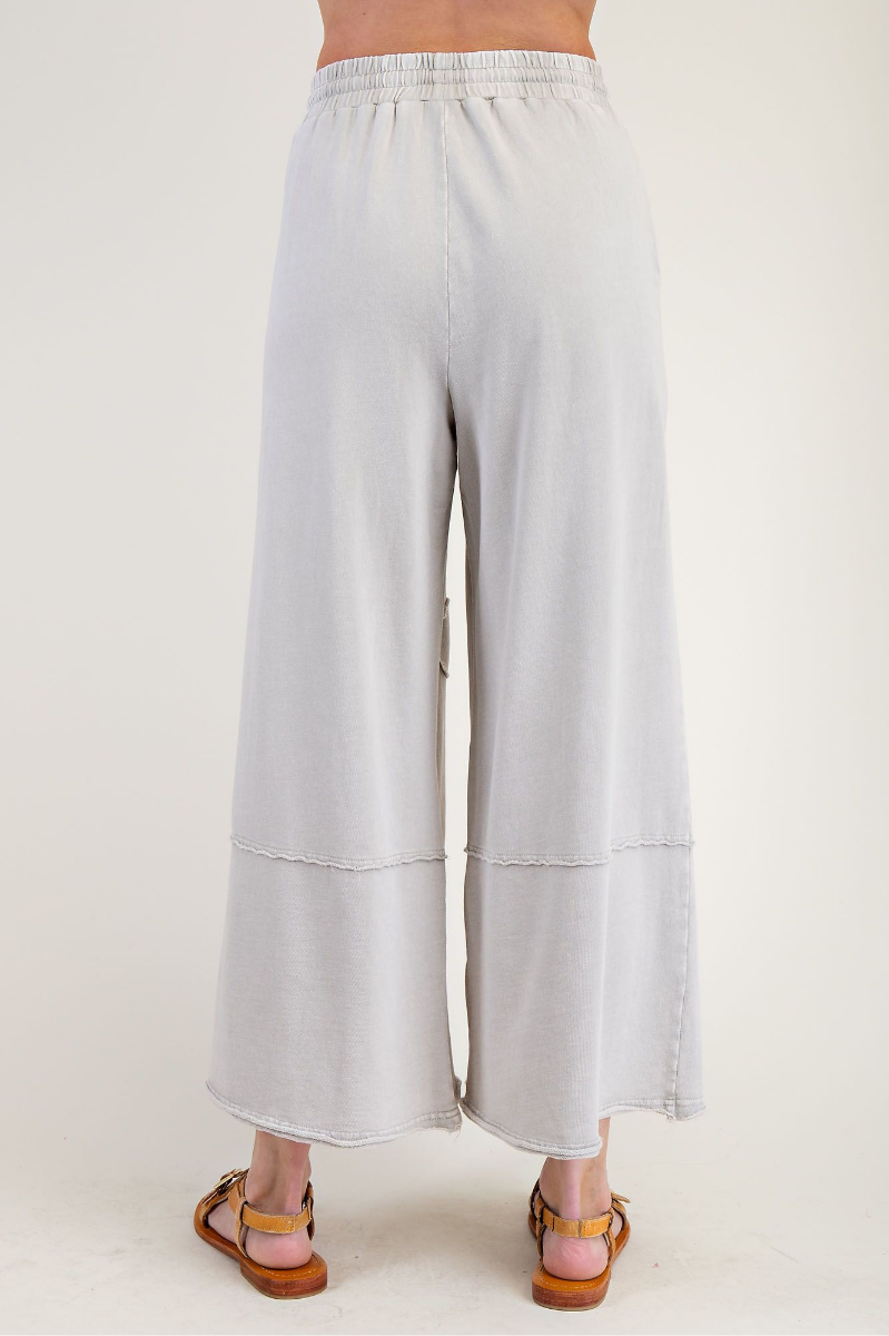 Flower Patch Mineral Washed Terry Knit Pants | Stone