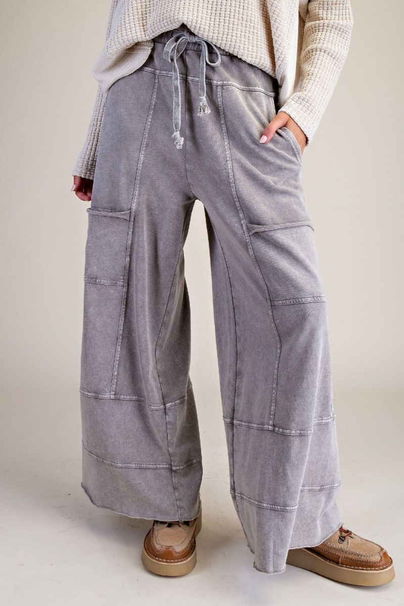Mineral Washed Cargo Style Terry Knit Pants