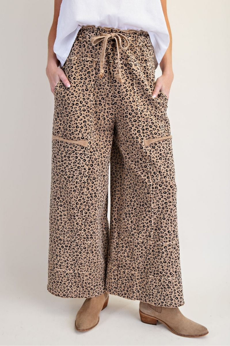Animal Print Mineral Washed Lounge Pants