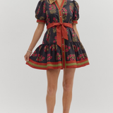 Floral Puff Sleeve Ruffle Hem Mini Dress