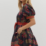 Floral Puff Sleeve Ruffle Hem Mini Dress