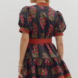Floral Puff Sleeve Ruffle Hem Mini Dress