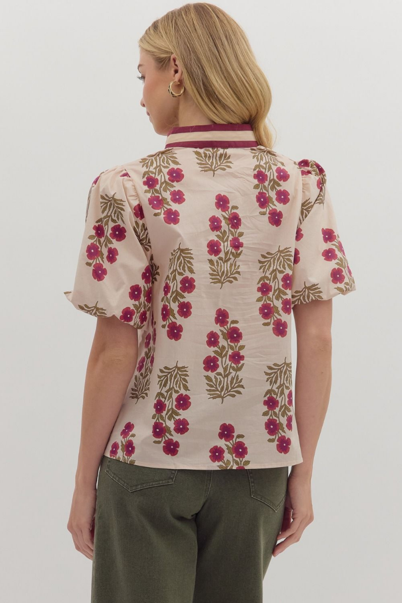 Floral Print Puff Sleeve Top