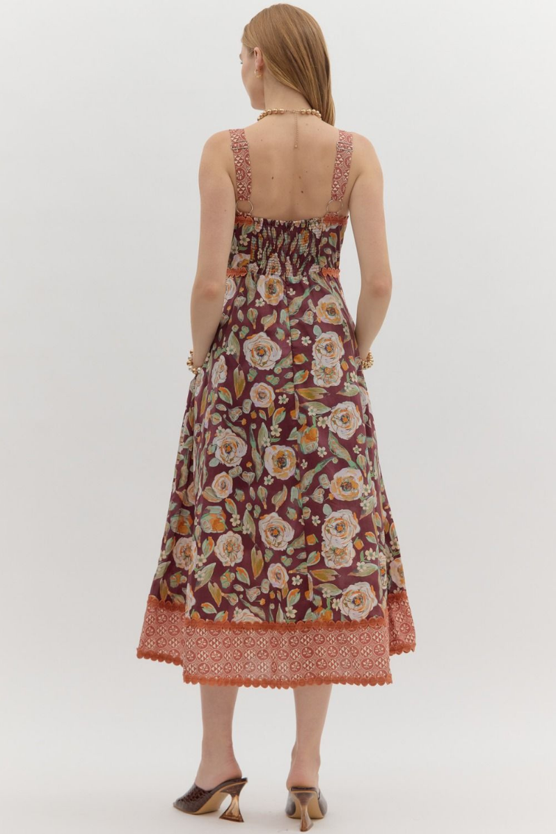 Floral Print Empire Midi Dress