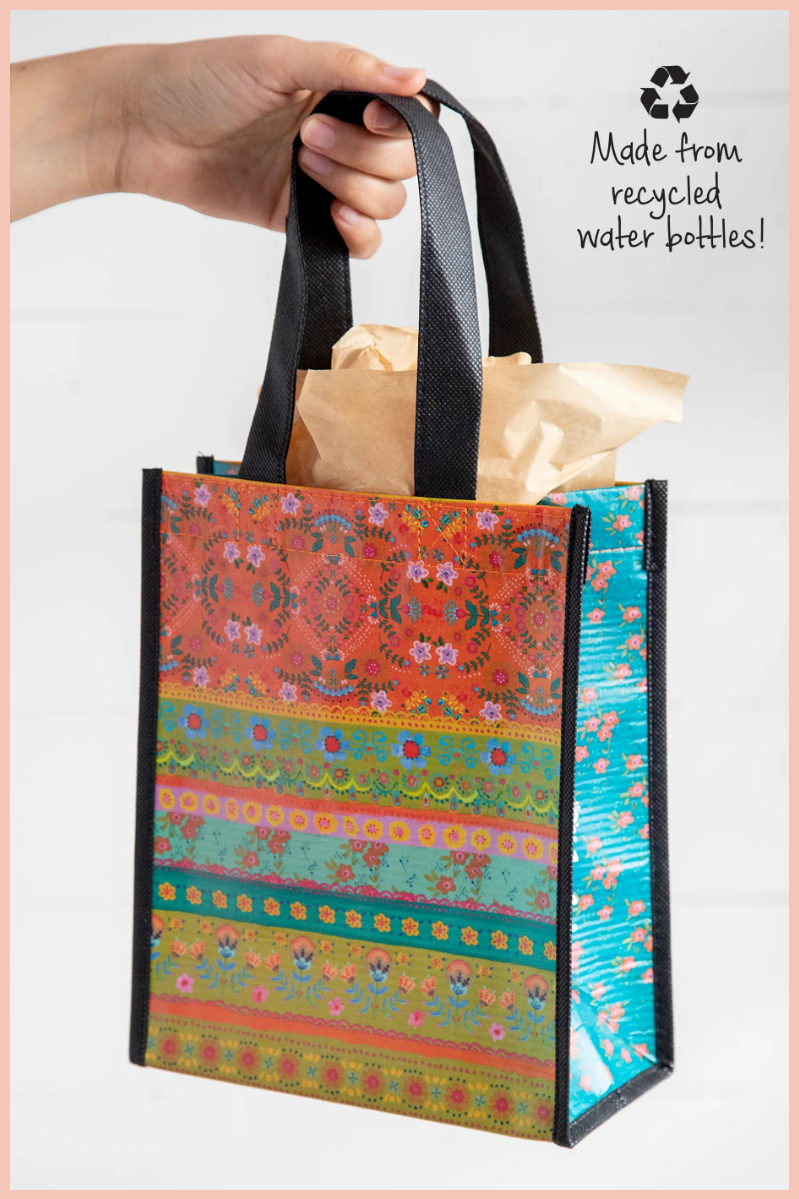 Medium Happy Bag | Natural Life | Orange Border