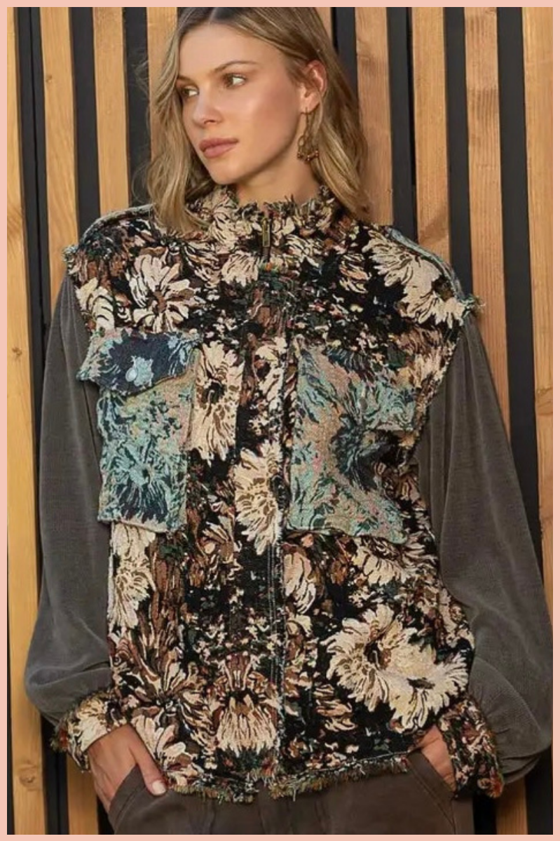 Jacquard High Neck Jacket