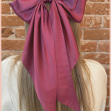 Satin Ribbon Bow Barrette | Long