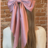 Satin Ribbon Bow Barrette | Long