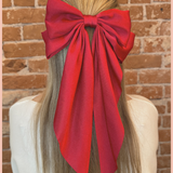 Satin Ribbon Bow Barrette | Long