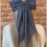 Satin Ribbon Bow Barrette | Long