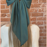 Satin Ribbon Bow Barrette | Long